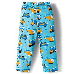 Babyhug Cotton Knit Full Sleeves Co-ords Night Suit With Vehicle Print - Blue