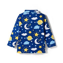 Babyhug 100% Cotton Knit Full Sleeves Co-ords Night Suit With Star Print - Navy Blue