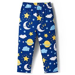 Babyhug 100% Cotton Knit Full Sleeves Co-ords Night Suit With Star Print - Navy Blue