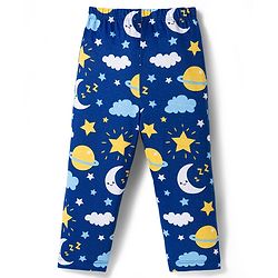 Babyhug 100% Cotton Knit Full Sleeves Co-ords Night Suit With Star Print - Navy Blue