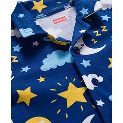 Babyhug 100% Cotton Knit Full Sleeves Co-ords Night Suit With Star Print - Navy Blue