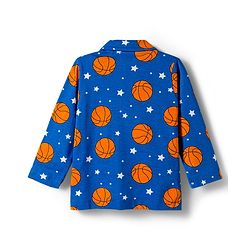 Babyhug Cotton Knit Full Sleeves Co-ords Night Suit With Basketball Print - Blue