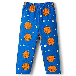 Babyhug Cotton Knit Full Sleeves Co-ords Night Suit With Basketball Print - Blue