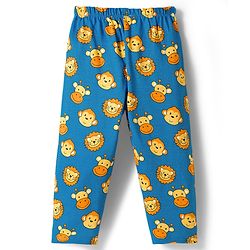 Babyhug 100% Cotton Knit Full Sleeves Co-ords Night Suit With Animal Print - Blue