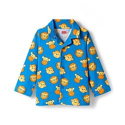 Babyhug Cotton Knit Full Sleeves Co-ords Night Suit With Animal Print - Blue