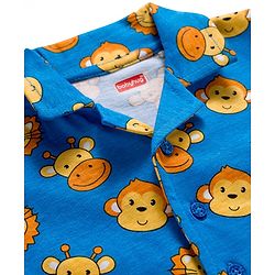 Babyhug Cotton Knit Full Sleeves Co-ords Night Suit With Animal Print - Blue
