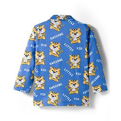 Babyhug Cotton Knit Full Sleeves Night Suit With Animal Print - Blue