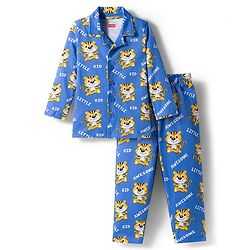 Babyhug Cotton Knit Full Sleeves Night Suit With Animal Print - Blue
