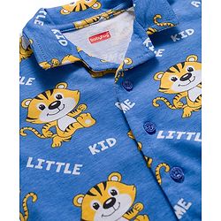Babyhug Cotton Knit Full Sleeves Night Suit With Animal Print - Blue