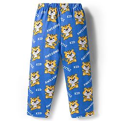 Babyhug Cotton Knit Full Sleeves Night Suit With Animal Print - Blue