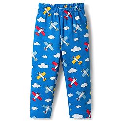 Babyhug Cotton Knit Full Sleeves Co-ords Night Suit With Aeroplane Print - Blue