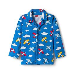 Babyhug Cotton Knit Full Sleeves Co-ords Night Suit With Aeroplane Print - Blue