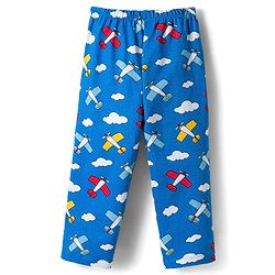 Babyhug Cotton Knit Full Sleeves Co-ords Night Suit With Aeroplane Print - Blue