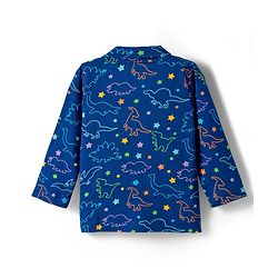 Babyhug Cotton Knit Full Co-ords Night Suit With Dino Print - Navy Blue