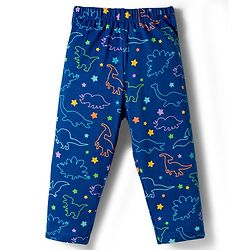 Babyhug Cotton Knit Full Co-ords Night Suit With Dino Print - Navy Blue