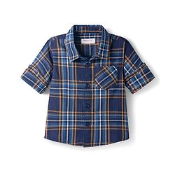 Babyhug Cotton Woven Full Sleeves Shirts With Checks - Navy Blue