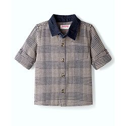 Babyhug Cotton Woven Full Sleeves Shirt With Checks - Black