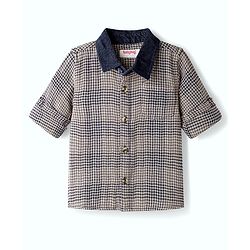 Babyhug 100% Cotton Woven Full Sleeves Shirt With Checks - Black