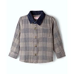 Babyhug 100% Cotton Woven Full Sleeves Shirt With Checks - Black