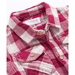 Babyhug Cotton Woven Full Sleeves Double Cloth Checks Shirt - Red