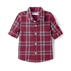 Babyhug Cotton Woven Full Sleeves Shirt With Checks - Red