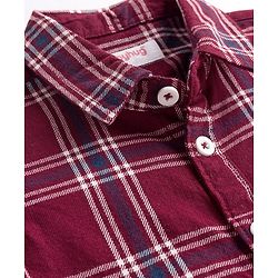 Babyhug Cotton Woven Full Sleeves Shirt With Checks - Red