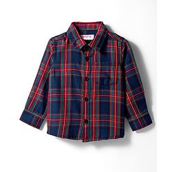 Babyhug Cotton Woven Full Sleeves Checks Shirt With Bow - Navy Blue & Red