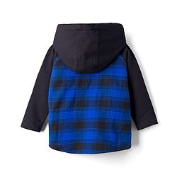 Babyhug Cotton Woven Full Sleeves Hooded Shirt With Checks - Blue