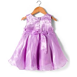 Babyhug Woven Sleeveless Party Dress with Floral Applique - Lavender