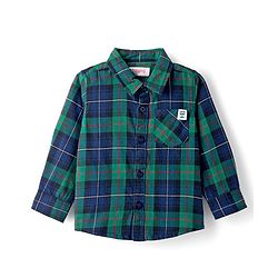 Babyhug Cotton Woven Full Sleeves Shirt With Checks - Green
