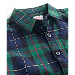 Babyhug Cotton Woven Full Sleeves Shirt With Checks - Green