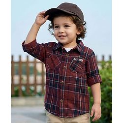 Babyhug Cotton Woven Full Sleeves Checks Shirt - Brown