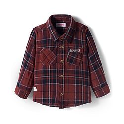 Babyhug Cotton Woven Full Sleeves Checks Shirt - Brown