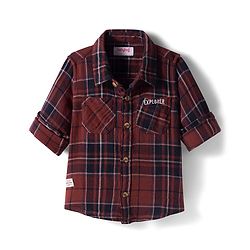 Babyhug Cotton Woven Full Sleeves Checks Shirt - Brown
