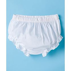 Babyhug 100 % Cotton Sleeveless Solid Coloured  Jhabla with Cap & Panties - White