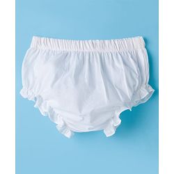 Babyhug 100 % Cotton Sleeveless Solid Coloured  Jhabla with Cap & Panties - White