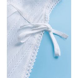 Babyhug 100 % Cotton Sleeveless Solid Coloured  Jhabla with Cap & Panties - White