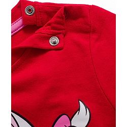 Babyhug Disney Single Jersey Knit Full Sleeves Night Suit With Marie Graphics - Red