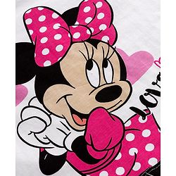 Babyhug Disney Single Jersey Knit Full Sleeves Night Suit With Minnie Mouse Graphics - White & Pink