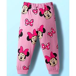 Babyhug Disney Single Jersey Knit Full Sleeves Night Suit With Minnie Mouse Graphics - White & Pink