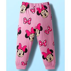 Babyhug Disney Single Jersey Knit Full Sleeves Night Suit With Minnie Mouse Graphics - White & Pink