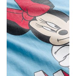Babyhug Disney Single Jersey Knit Full Sleeves Night Suit With Minnie Mouse Graphics - Light Blue & Red