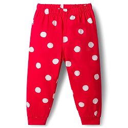 Babyhug Disney Single Jersey Knit Full Sleeves Night Suit With Minnie Mouse Graphics - Light Blue & Red