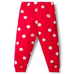 Babyhug Disney Single Jersey Knit Full Sleeves Night Suit With Minnie Mouse Graphics - Light Blue & Red