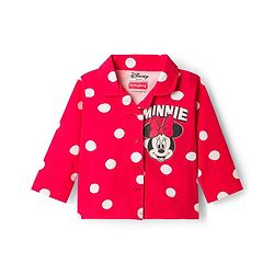 Babyhug Disney Single Jersey Knit Full Sleeves Night Suit With Minnie Mouse Graphics - Red