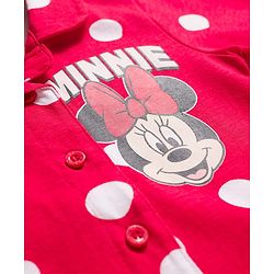 Babyhug Disney Single Jersey Knit Full Sleeves Night Suit With Minnie Mouse Graphics - Red