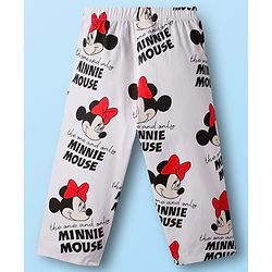 Babyhug Disney Single Jersey Knit Full Sleeves Co-ord Night Suit With Minnie Mouse Print - White