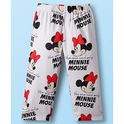 Babyhug Disney Single Jersey Knit Full Sleeves Co-ord Night Suit With Minnie Mouse Print - White