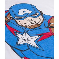 Babyhug Marvel Single Jersey Knit Half Sleeves Shorts Night Suit With Captain America Graphics - Red & White