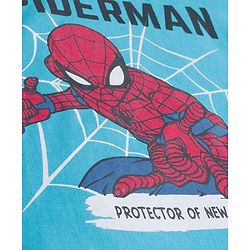 Babyhug Marvel Single Jersey Knit Full Sleeves Night Suit with Spider-Man Graphics - Light & Teal Blue